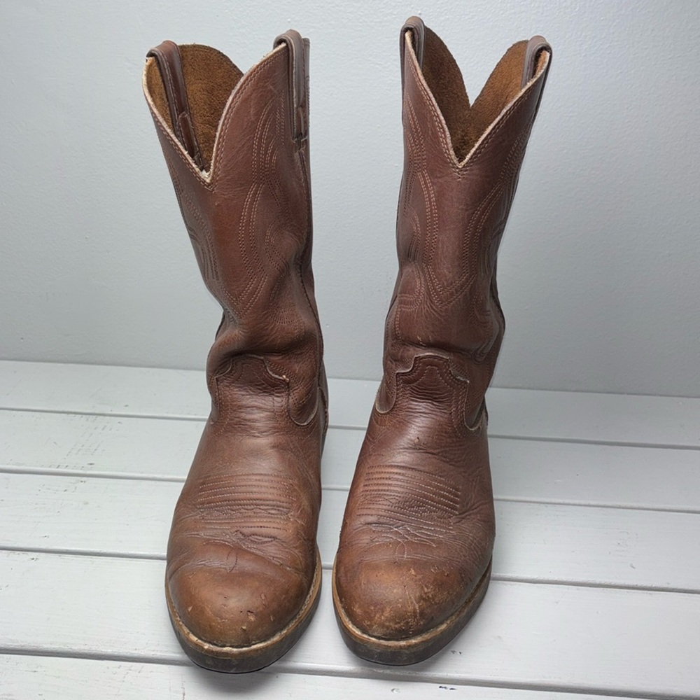 Durango Men’s Chocolate Brown Leather Western Cowboy Boots Non Slip Size 8.5EE